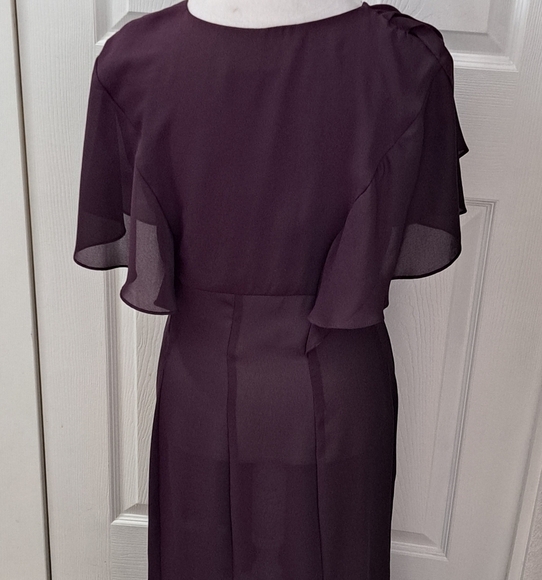 Vintage Eggplant Maxi Dress With Flutter Sleeves   Size 14 - Picture 6 of 14